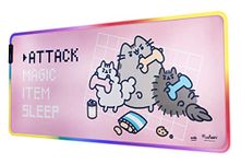 Grupo Erik Pusheen XXL RGB Gaming Mouse Mat | LED Mouse Mat | 900x400x4 mm Non-Slip Rubber Base Mouse Pad RGB, RGB Gaming Mouse Pad, Keyboard Mouse Mat | Pusheen Gifts | Kawaii Gaming