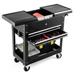 Happytools Happytool Rolling Tool Cart, Lockable Tool Chest Mechanic w/ Storage Drawers & Wheels, Tool Box Organizers on Wheels for Garage Warehouse Workshop, Black