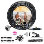 MaxEarn 63Pcs Misting Cooling System Set, 50ft (15m) Misting Line Pipe, Brass Fog Nozzles and Adapters, Outdoor Water Spray Cooling Kit, Patio Drip Irrigation Mister for Garden Greenhouse Parasol