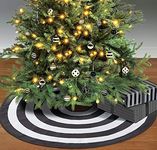 Amscan Black and White Tree Skirt, Elegant polyester Accessory Measures 46 Inches Diameter, for Halloween or christmas