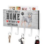 A House is Not A Home Without A Rottweiler Key Holder Wall Mount Key Hanger Dogs Lovers Self Adhesive Key Hanger Organizer Rustic Mail Basket Decoration for Entryway Mudroom Hallway Office 7x4 inch