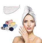 Adon 100% Cotton Turbie Hair Drying Towel Wrap for Women & Men Large Hair Towel for Curly Long Thick Hair, Water Absorbent Quick Dry Anti Frizz Hair Turban Towel (White)