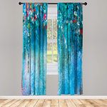 Ambesonne Flower Window Curtains, Abstract Herbs Alternative Medicine Blossoms Ivy Back Florets Shrubs Design, Lightweight Decorative Panels Set of 2 and Rod Pocket, 56" x 84", Sky Blue