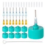 8pcs Precision Applicator Caps, Precision Paint Caps with Round & Flat Needles Multi Purpose Paint Applicator Lid for Bottle with Neck Size 24-410