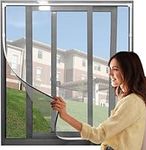 UtauHom Adjustable DIY Magnetic Window Screen Max 180 x 110cm Fits Any Size Smaller DIY Easy Installation Keep Bugs/Flys/Mosquitoes Out（ White Frame Grey Net）