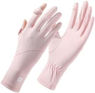 apaepr Ice Silk Sunscreen Gloves UV Protection Mittens Non-Slip Touch Screen Driving Gloves for Cycling Riding Golfing Hiking (Pink, One Size)