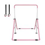 EVERYMILE Gymnastics Bars for Home, Adjustable Height Folding Horizontal Bars, Junior Training Kip Bar Expandable Gym Equipment, Monkey Bar with Gymnastics Rings for Kids Gifts