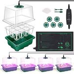 Winpull Seed Starter Tray with Upgraded Grow Light Seedling Heat Mat, 5 Pack Trays Time Controller, Starting Kit Adjustable Humidity Dome and Base for Plant Germination, Green