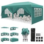 Leadyeah Gazebo 3x6m with 4 Sidewalls and 2 Doors, Heavy Duty Commercial Pop up Gazebo, UPF50+ Protection, 100% Waterproof, Wheeled bag, Ideal for Patio Parties Garage & Outdoor Event Green