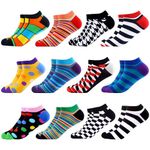 WeciBor Men's Cool Colorful Ankle Socks Novelty Funny Casual Low Cut Sock 12 Pack