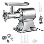 GiantexUK Electric Meat Mincer Grinder, Heavy Duty Stainless Steel Sausage Maker with 750W Copper Motor, 2 Cutting Plates, Sausage & Kibble Kit, Commercial Food Grinding Mincing Machine for Home