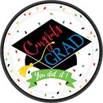 Amscan 751943 Congrats Grad You Did It Paper Dinner Plates, 9", Multicolor