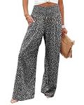 KISSMODA Women Long Lounge Pants with Pockets Plus Size Wide Legged High Waist Trousers Trendy Flowy Pants