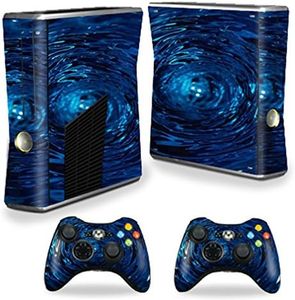 MightySkins Skin Compatible with Microsoft Xbox 360 S Slim + 2 Controller Skins wrap Sticker Skins Blue Vortex