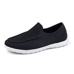 Mens Slip-On Loafers Comfortable Slip Resistant Walking Shoes Breathable Lightweight Work Shoe Black Casual Loafer Sneakers for Men 8.5 UK