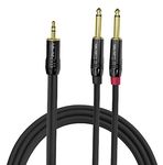 Softline Pro SPY03 3.5MM Stereo to 2 x 6.3MM Jack Mono 10 Ft/3 M Cable,Black