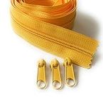 ADS Zipper Continuous Nylon No.5 Zip with Sliders #5 Chain Zipper on Roll with 3 Pullers (Yellow (Buttercup - 111), 59" - 1.5 metre)