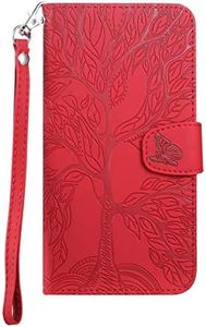 Annuo Funda iPhone 5/5S/SE 2016 con Tapa Flip Folio Cartera iPhone 5/5S/SE 2016 Funda con Tapa Dibujos Funda Libro iPhone 5/5S/SE 2016 Tapa Antichoque Animados Dibujo Ranura para Tarjetas Rojo