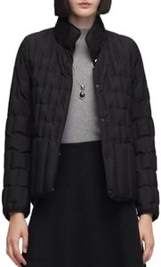 GOELIA Lightweight Goose Down Jacket Filled 95% Polish White Goose Down Jackets Spring Windproof Button Up Down Coat Casual Holiday Work Light Weight Down Jackets Outerwear with Packable Storage Bag