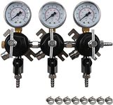 Beer Bar Wall Triple Regulator with three 5/16" Outlet Barb 0-100PSI Secondary Regulator Triple Gauge for Home Brewing by LUCKEG