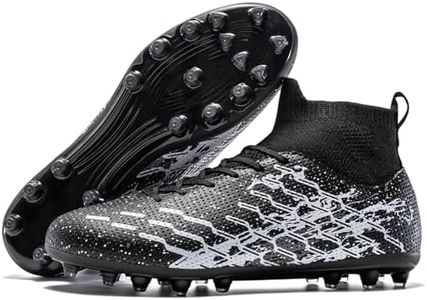 LSIDORYC Soccer Cleats Mens Womens Football Shoes Lightweight No-Tie Lacing Multi Surface Training Ankle Support for Beginners to Advanced Adult Unisex Black Size 6 Men US