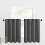 NICETOWN Short Blackout Cafe Curtains Kitchen Window Valance, Thermal Insulated Grommet-Top Short Curtain Tiers for Thanksgiving / Room Decor (1 Panel, 52W by 36L + 1.2 inches Header, Gray)