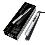 Wazor Hair Straightener, 2 in 1 Flat Iron Professional Ceramic Hair Straightening Iron Instant Heat Up Automatic Shut Off and Digital LCD Display 1 Inch Sliver White