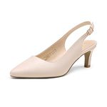 DREAM PAIRS Womens Slingback Sandals Pumps Pointed Toe Dress Party Court Shoes Ladies Kitten Heel Wedding Shoes SDHS2234W-E,Size 6,Ivory/pu,SDHS2234W-E