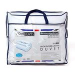 HOMESCAPES King Size 10.5 Tog New White Duck Feather & Down Duvet - 100% Cotton Anti Dust Mite & Down Proof Cover - Anti allergen - RDS Certified - Washable at Home Luxury Quilt