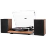 1 BY ONE Wireless Turntable HiFi System with 36 Watt Bookshelf Speakers, Patend Designed Vinyl Record Player with Magnetic Cartridge, Wireless Playback and Auto Off, Wooden, Large (471NA-0010)