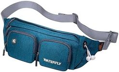 WATERFLY Fanny Pack Large Size Waist Bag Hip Pack for Men Women Travel or Running Walking (Teal Blue)