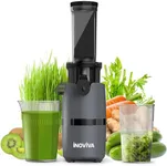 Cold Press Juicer, INOVIVA Masticating Juicer Machines Compact, Slow Juicer with 70 RPM Low Speed, Juice Maker for Vegetable & Fruit, Portable Juice Extractor High Juice Yield & Easy to Clean, Grey