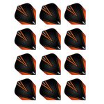 RED DRAGON Hardcore Radical Black & Orange Extra Thick Standard Dart Flights - 4 Sets Per Pack (12 Dart Flights in Total)