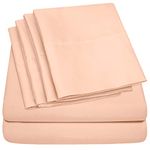 Sweet Home Collection 6 Piece Bed Sheet Set, Queen, Peach