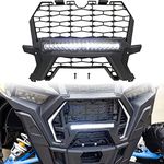 SAUTVS Front Mesh Grill with Light for RZR XP, Waterproof Black Mesh Grille with LED Light Bar for Polaris RZR XP 1000 XP4 Turbo 2019 2020 2021 2022 2023 Accessories (Compatible with Fang Lights)