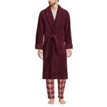 Lands' End Men's Calf Length Turkish Cotton Terry Bathrobe, Rich Burgundy, Medium