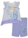 Disney Frozen Elsa Little Girls Tank Top and Bike Shorts White Stripe 5