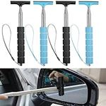 4pcs Car Side Mirror Squeegee, Retractable Car Rearview Mirror Wiper Mini Car Mirror Cleaner Cleaning Tool Vehicle Accessories for Car Windows Rainy Foggy Weather(Black, Blue)