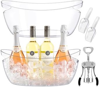 Ice Bucket 2 PCS, Clear Ice Buckets for Parties, Mimosa Bar Supplies Beverage Tub and Scoops for Champagne Beer（5.5L）