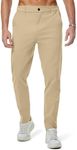 JMIERR Men's Stretch Chino Pants Business Casual Stretch Waist Slim Fit Golf Pants Tapered Cotton Twill Trousers Dress Pants with Pockets, M, Light Khaki