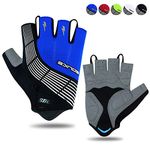 Souke Sports Cycling Gloves Half Finger Bicycle Gloves,Breathable Outdoor Bike Gloves For Men Women Fingerless Motorcycle Gloves Mountain Road Riding Gloves Anti-Slip,BLUE L