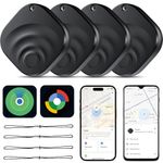 TIMU Dual System Air Tracker Tag 4 Pack for iOS and Android, Bluetooth 5.4 Key Finder Works on Google and Apple's "Find My" app, IP67 Waterproof Item Finder/Luggage Tracker/Travel Essentials