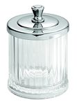 iDesign Alston Bathroom Vanity Canister Jar for Cotton Balls, Swabs, Cosmetic Pads - Clear/Chrome