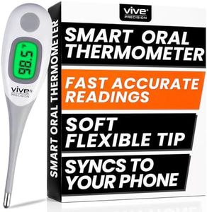 Vive Precision Smart Oral Thermometer - FSA/HSA Approved Medical Grade Body Temperature Reader for Adults, Babies - Digital Fever Monitor with App for Home Use, Under The Tongue, Armpit & Rectal