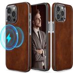 LOHASIC for iPhone 15 Pro Max Leather Case, Luxury Business Classic Cover Shockproof Protective Magnetic Phone Cases Compatible with Magsafe for iPhone 15 Pro Max 2023 New - Dark Brown