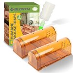 BLOSTM Humane Mouse Traps 2-Pack - Reusable with Cleaning Brush Included, Mouse & Rat Traps, Safe and Non-Toxic, Easy to Set Up, Pet and Kid Friendly - For Home, Kitchen, Office, Shed, & Garage