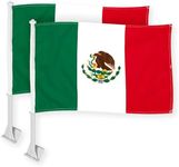 G128 2 Pack: Mexico Mexican Car Flag 11x17 In | Double Sided Printed 150D | Mexican Flag for Car Window | Flagpole Included | Perfect for Festival Celebrations, Parades