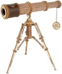 ROKR 3D Wooden Puzzles Retro Telescope Model Kits with Tripod - 3X Magnification Lightweight Portable Monocular Gifts for Adutls/Kids Aged 14+