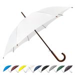 SoulRain 48" Arc Classic Wood Handle Umbrella Auto Open Windproof Unbreakable Stick Rain Umbrella(White)…