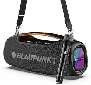 Blaupunkt Atomik Knightz 100W King of Boombox I Thumping Bass |Class Battery 15,600mAh I2-Night Playtime |Outdoor Rugged IPX6 Splash, Dust Proof, Party 9 Modes Aura Lights I Wireless Karaoke Mic